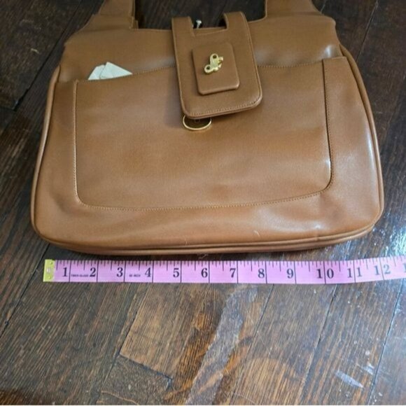 Vintage Lou Taylor Light Brown Structured Leather Classic Shoulder Purse - Picture 4 of 10